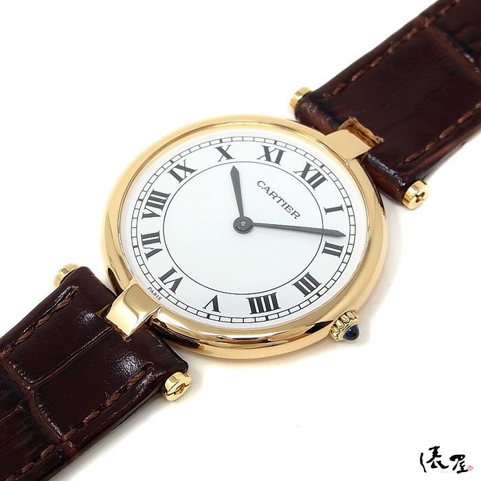 【K18YG】カルティエ ヴァンドーム LM OH済 ヴィンテージ 金無垢 メンズ レディース Cartier 時計 腕時計 【送料無料】
