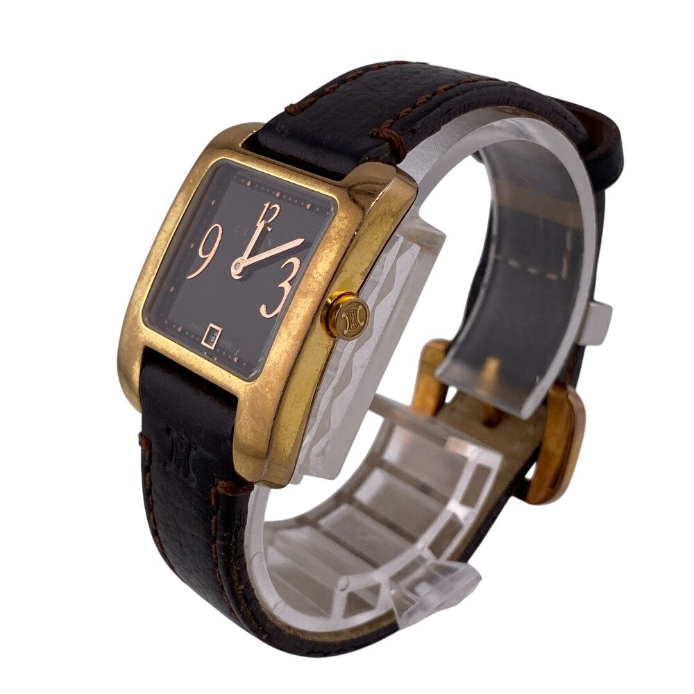 セリーヌ CELINE 腕時計 30M/100FT QZ デイト ゴールド