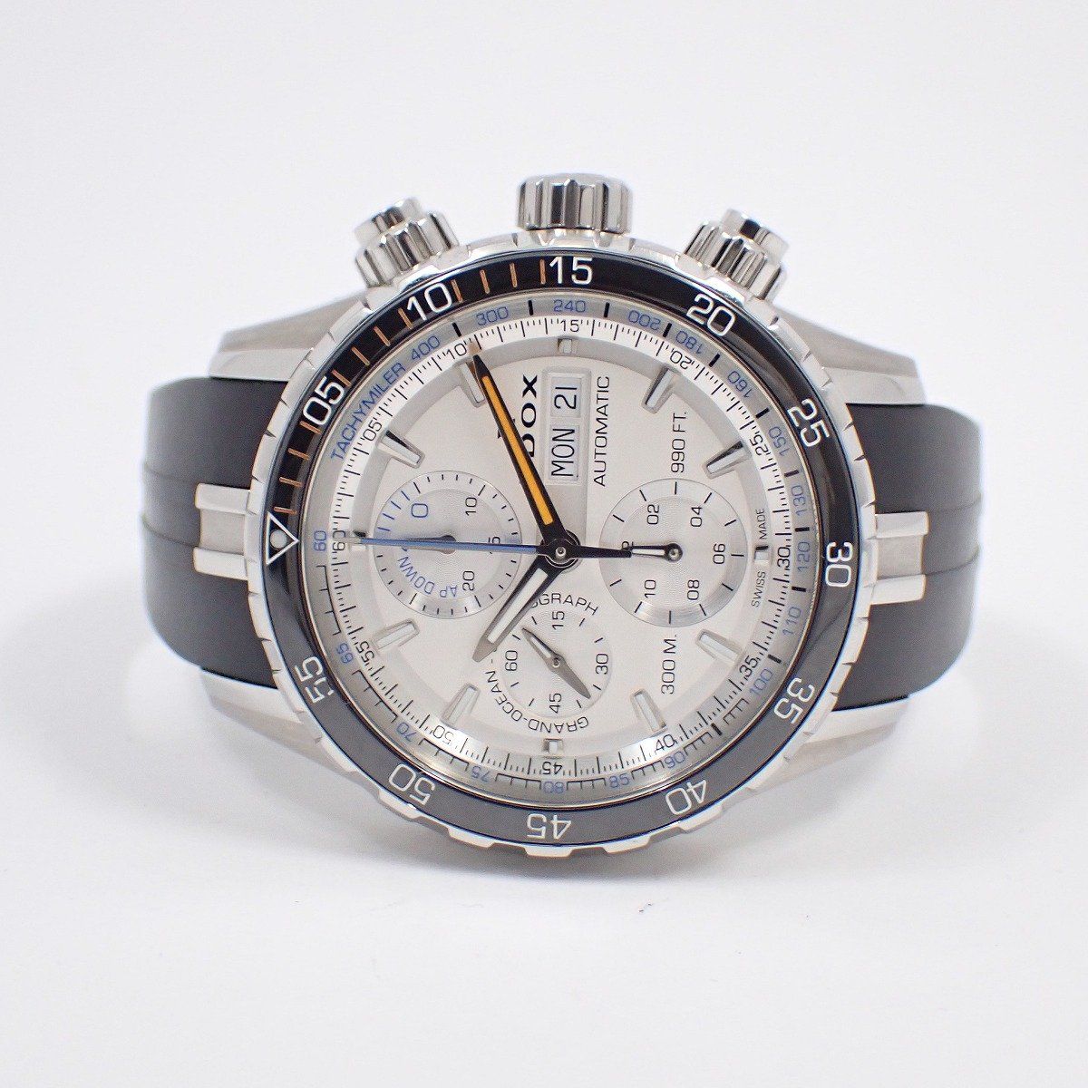 EDOX エドックス グランドオーシャン クロノグラフ 自動巻き メンズ 腕時計 デイデイト シルバー文字盤 01123 いおき質店