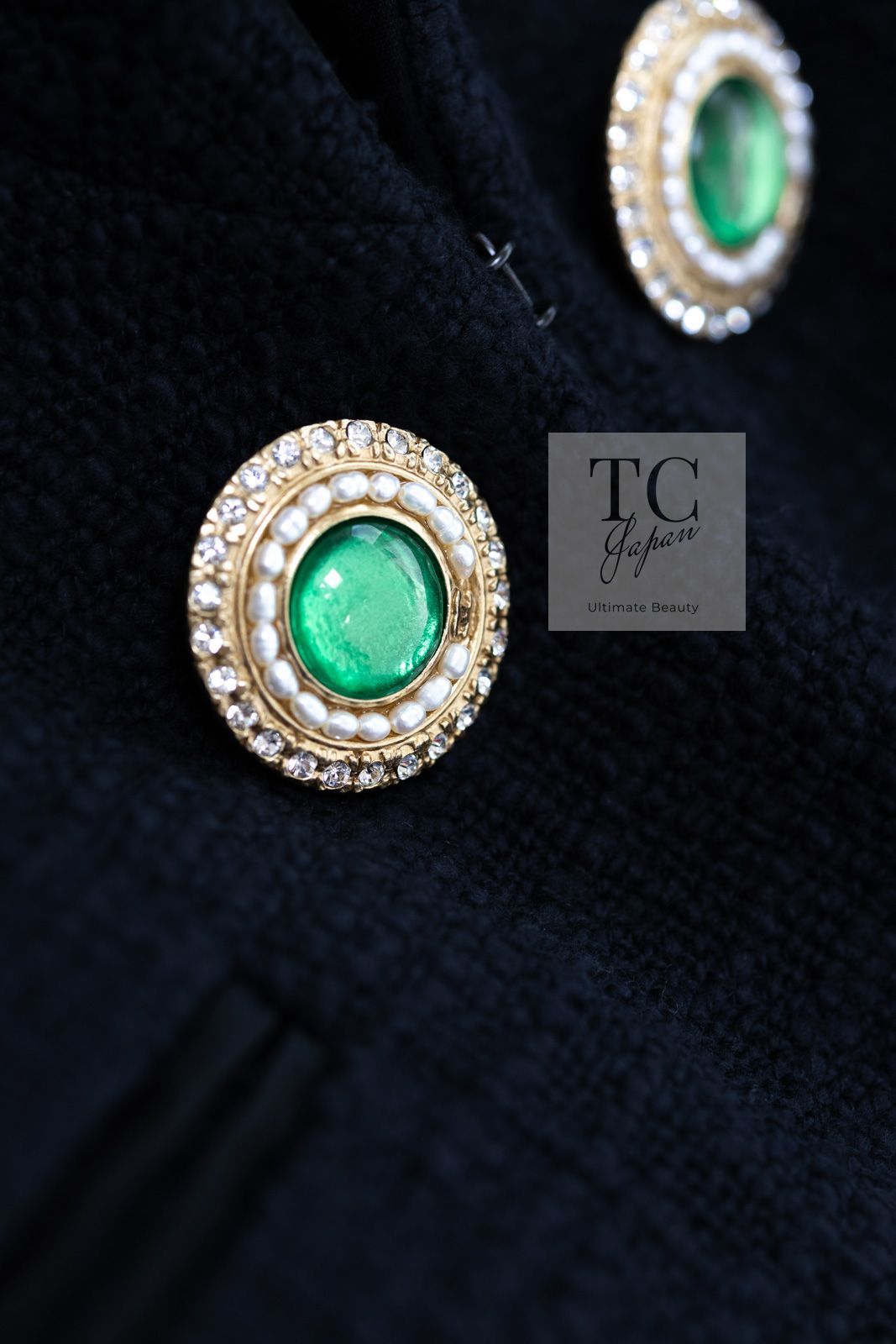 シャネル ジャケット CHANEL ブラック ジュエリー グリポア 宝石  