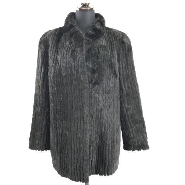高級毛皮/ショート丈/ミンクファーコート【レディースM程度/黒】リアル