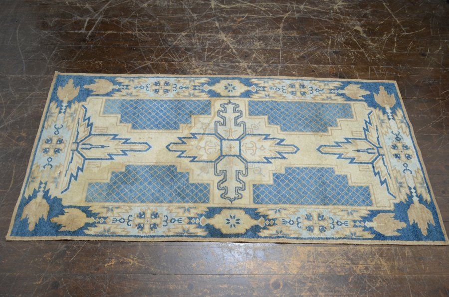 蔵A4876L 古い緞通 段通 敷物 絨毯 木綿 堺赤穂鍋島