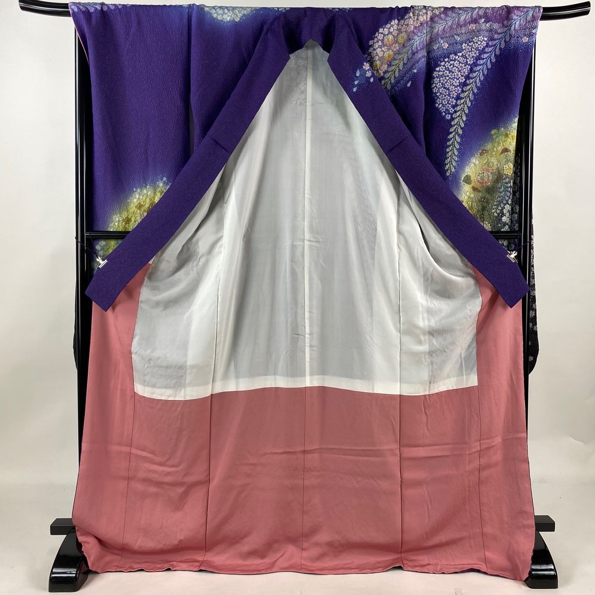 振袖 身丈175cm 裄丈69cm L 袷 吉乃一廉 落款 辻ヶ花 藤 金通し 金彩  