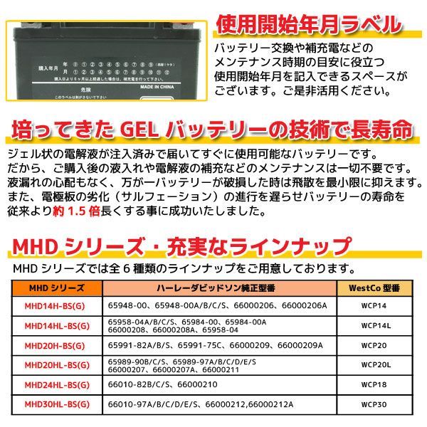 充電済み バイク用ジェルバッテリー 66010-82B YTX24HL-BS 互換