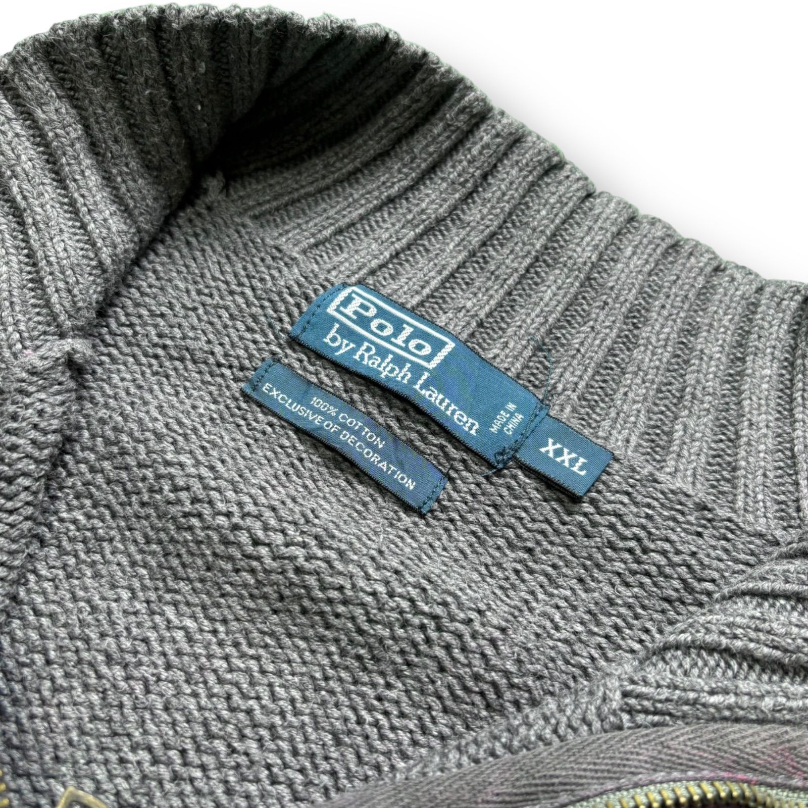 90's Polo by Ralph Lauren Henry Neck Cotton Knit Sweater 【XXL