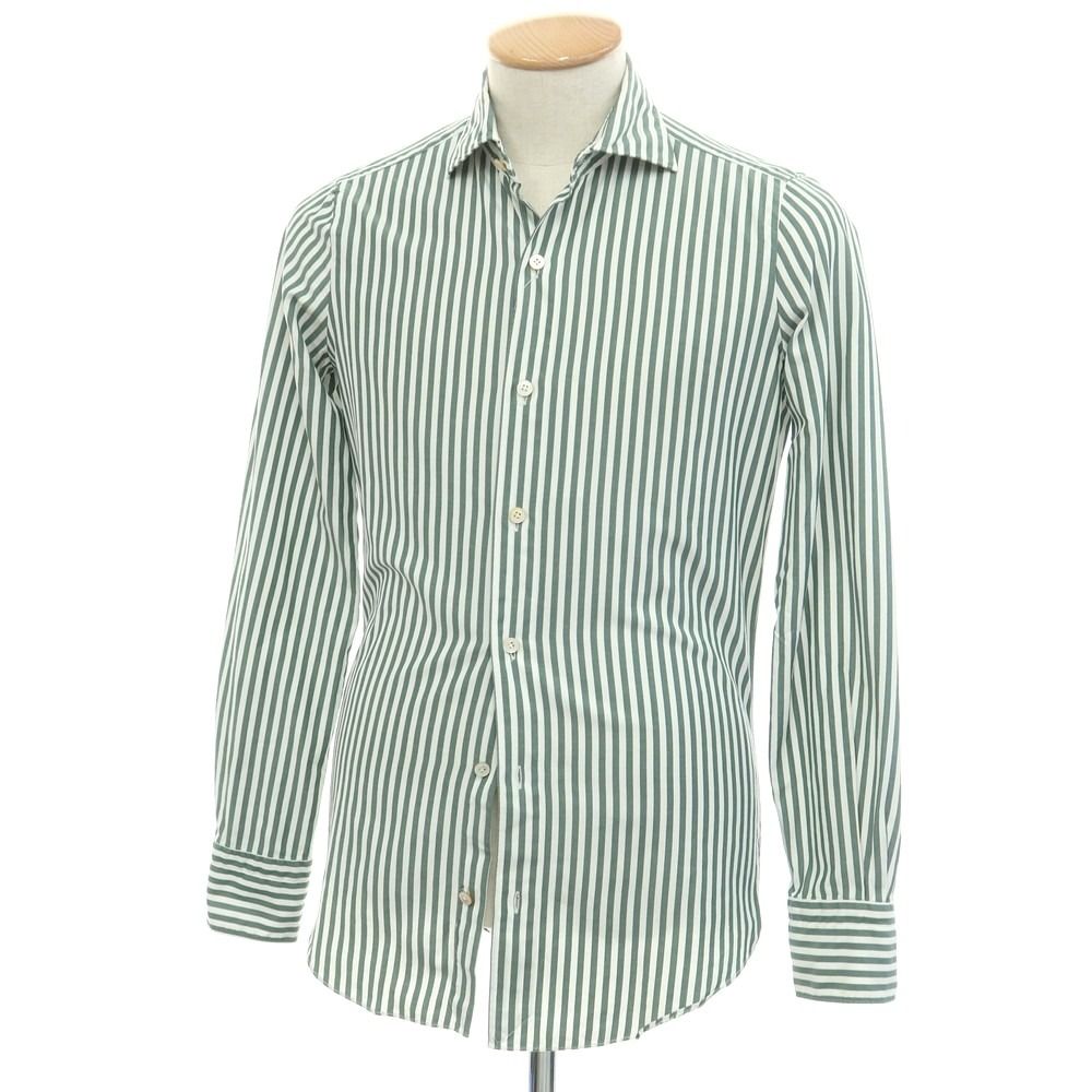 フィナモレ 極美品 ホリゾンタルカラー ストライプシャツ L ピンク系