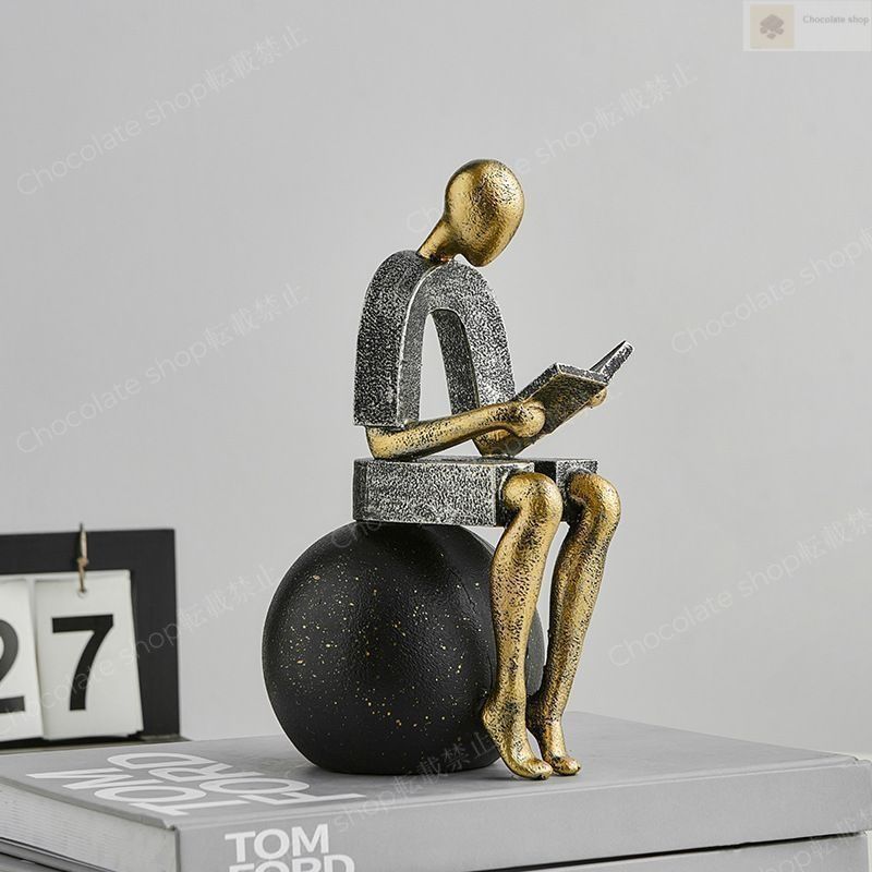 新体操のオブジェ　彫刻 銅像 置物 芸術 美術 アート 古道具 レトロ 新品未使用】 置物 装飾品 フィギュア 人物像 読書 思想家