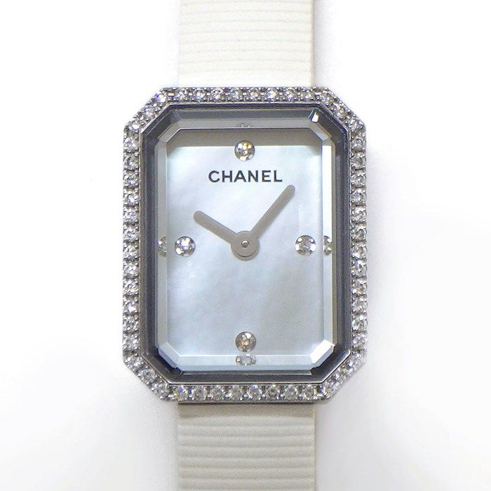 シャネル CHANEL 腕時計 プルミエール H2433 ダイヤベゼル 4ポイント ダイヤインデックス オクタゴナル ホワイトシェル文字盤 SS ホワイト ラバーストラップ クオーツアナログ