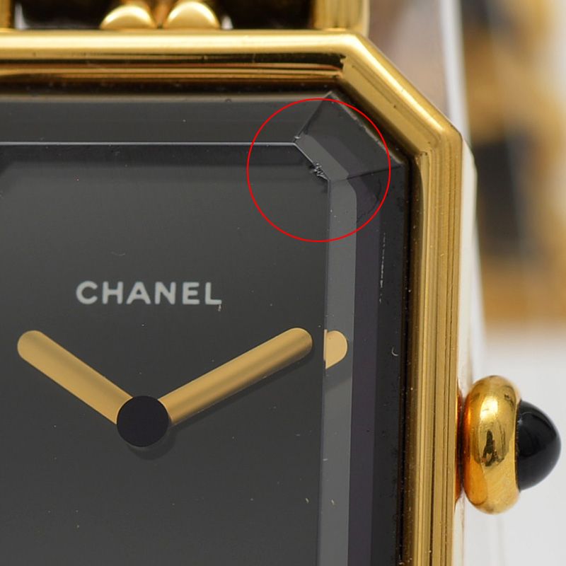 シャネル プルミエール レディース 黒文字盤 GP クォーツ H0001 Lサイ  