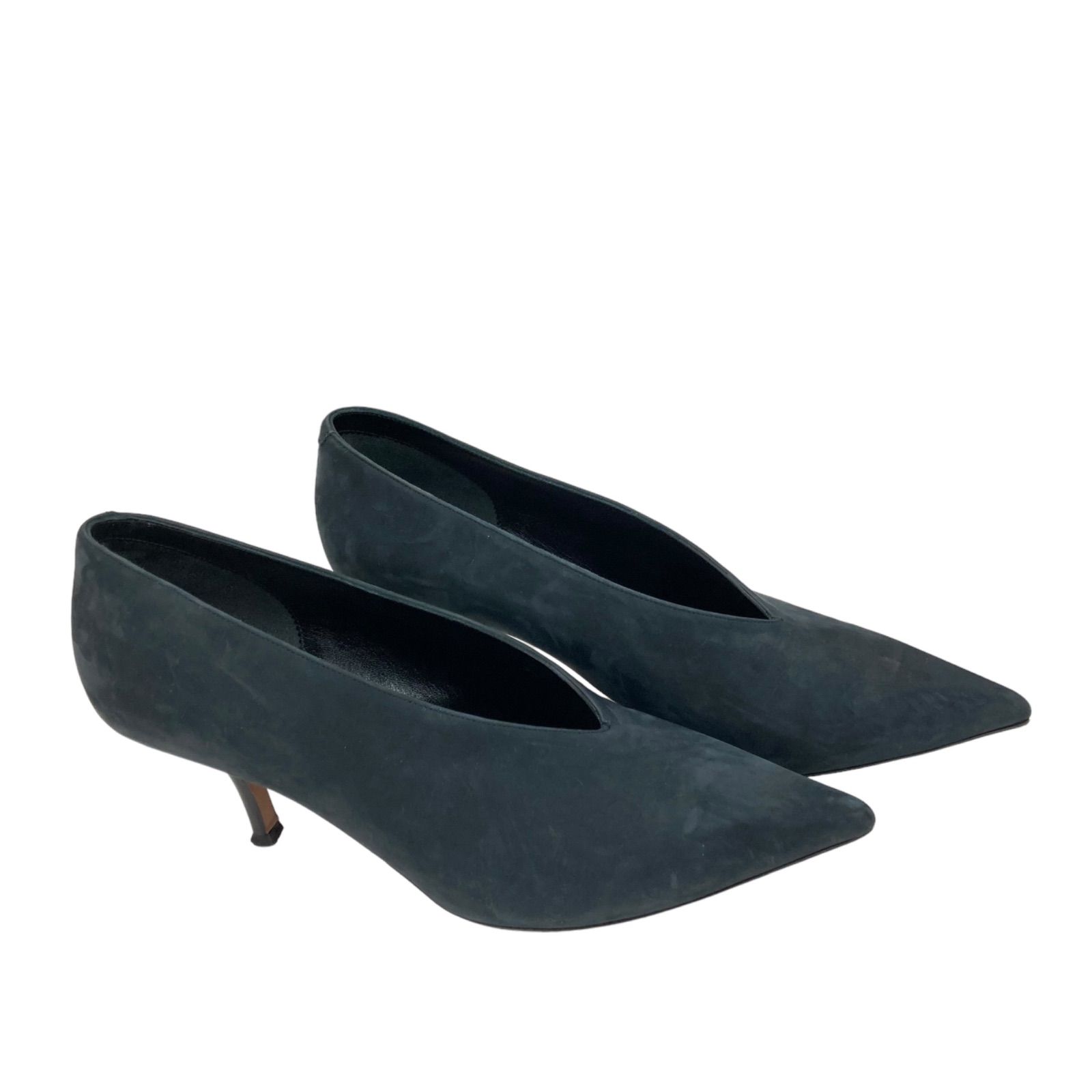 186000 CELINE セリーヌ ポインテッドトゥ  ハイヒール　サイズ３７ ブラック　ダークグレー/スエード レディース [1000025337685] 186000 CELINE セリーヌ ポインテッドトゥ ハイヒール サイズ37