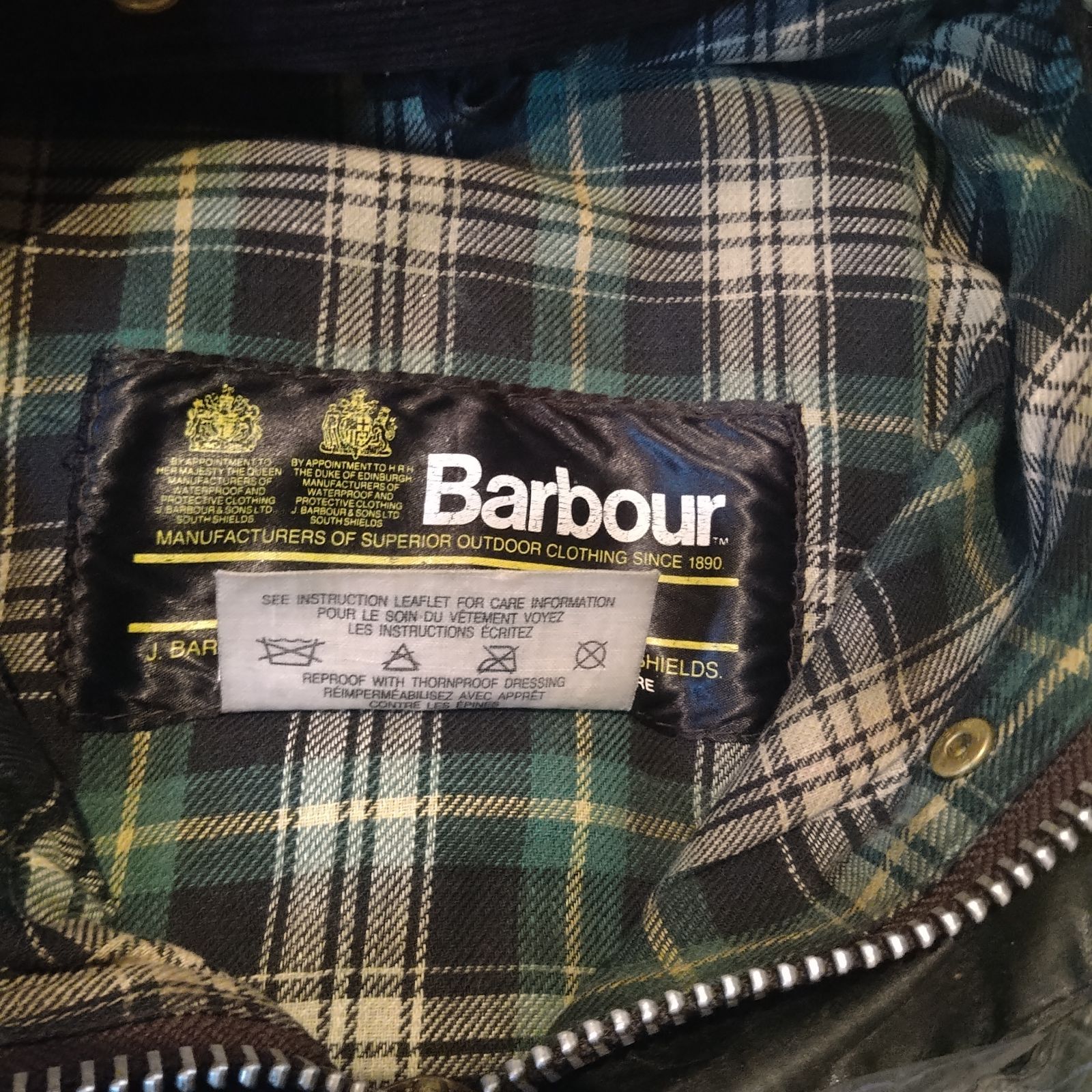 ビンテージ　barbour バブアー border ボーダー　36 良品　ネイビー VINTAGE3WARRANT Barbour『BORDER』OLIVE \"size-C42\" - 毎日を楽しく
