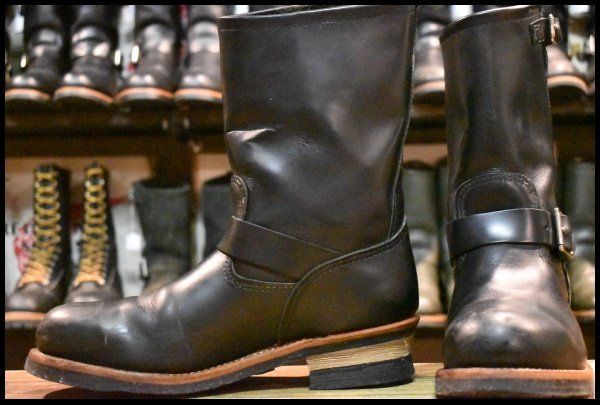 【9D 良品 10年】レッドウィング 2268 エンジニア 黒 ブラッククローム プルオン スチールトゥ ブーツ redwing HOPESMORE【FA600】