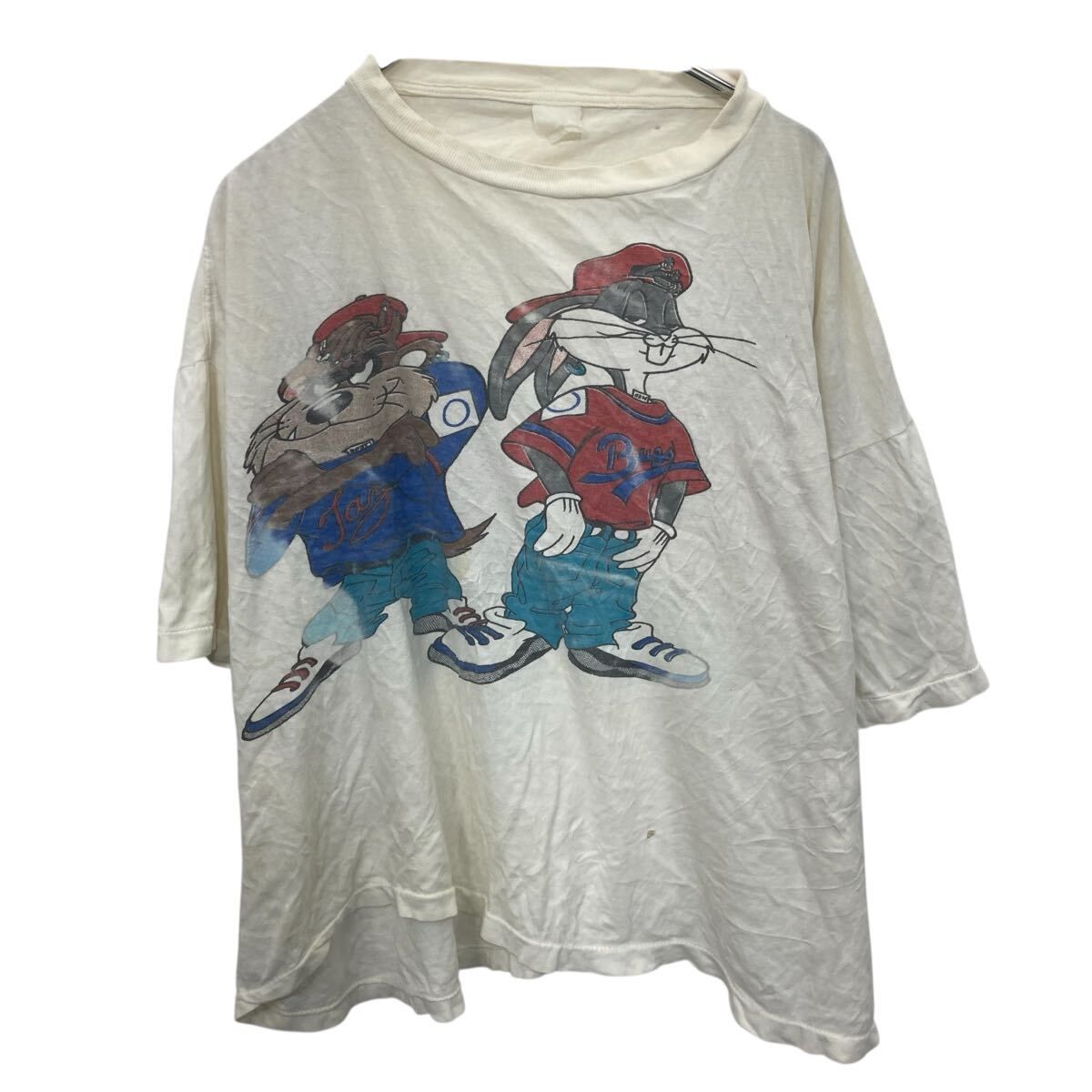 半袖 キャラクターTシャツ XL～ オフホワイト プルオーバー ビッグサイズ ルーニーテューンズ 90´s 90年代 古着卸 アメリカ仕入 a705-6323
