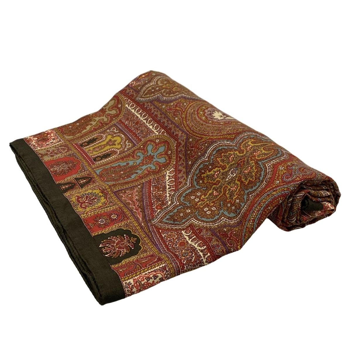 ETRO エトロ ストール ショール - レッド×カーキ×マルチ ウール シルク