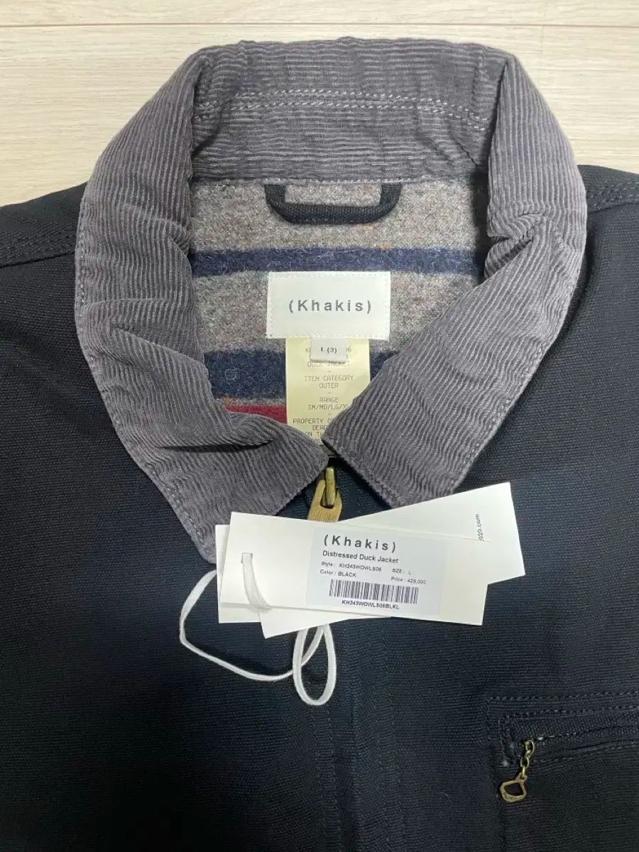 カーキキス ディストレスト ダック ジャケット ブラック Lサイズ