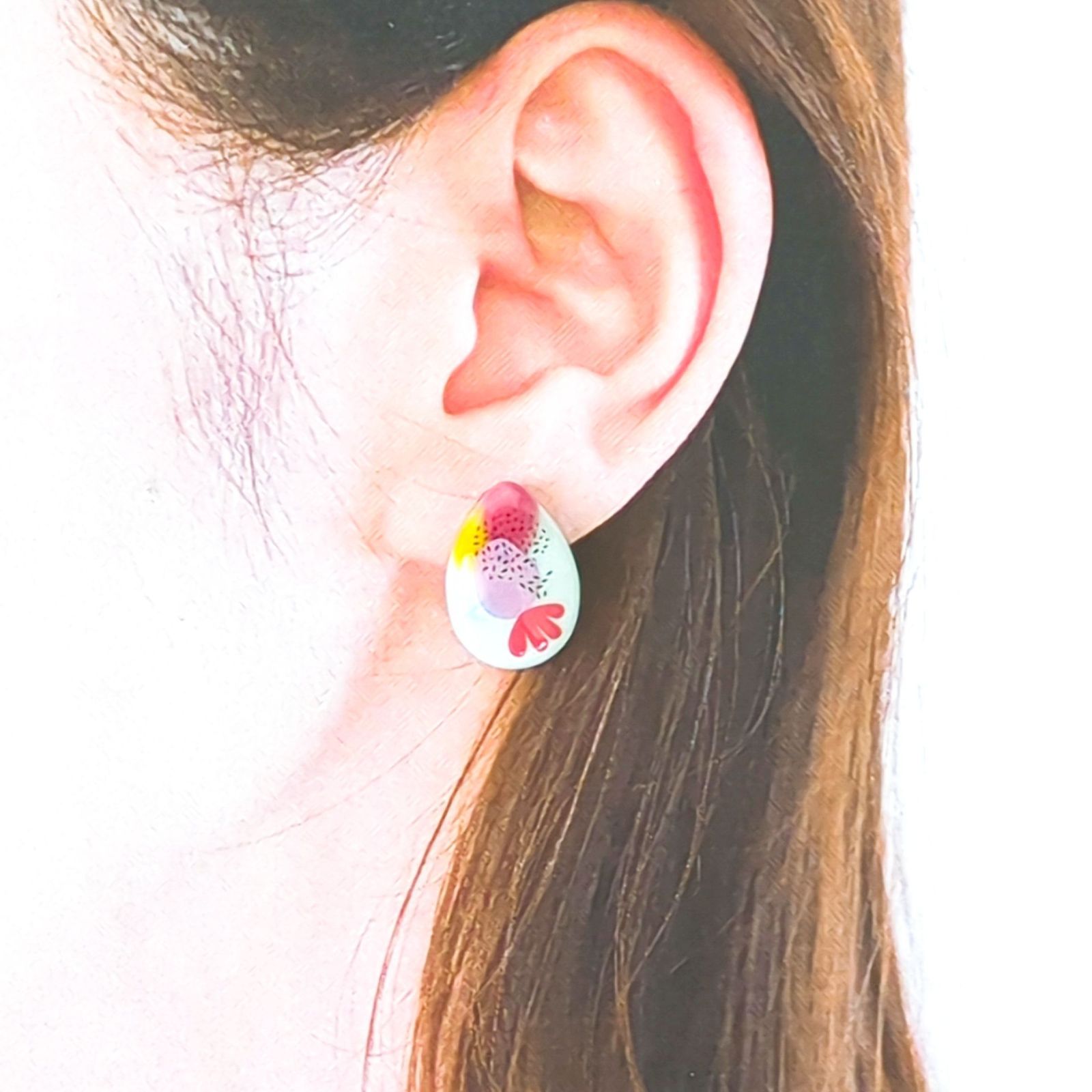 no.49 レジン しずく型 ニュアンス カラフル ピアス イヤリング 