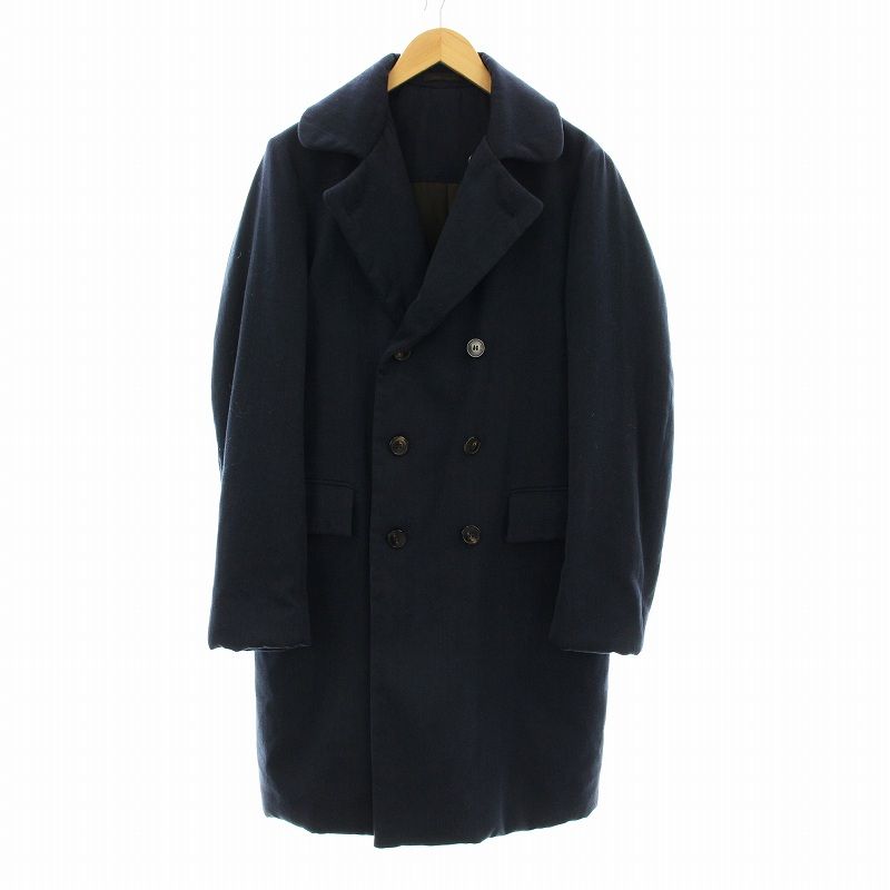 【アルマーニコレツィオーニ】中綿 チェスターコート ダブル ロング 46 紺 アルマーニコレツィオーニ】中綿 チェスターコート ダブル