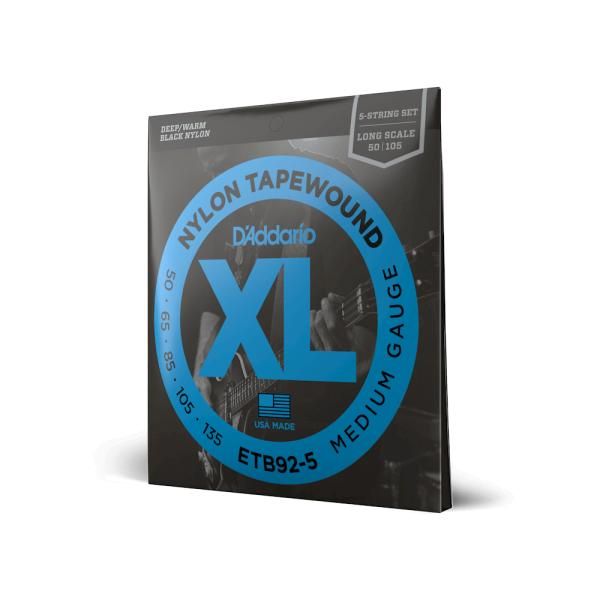 【エレキベース弦】 ダダリオ D'Addario ETB92-5 5-String Medium Long Scale 50-135 正規品 ５弦 フラット ブラックナイロン弦