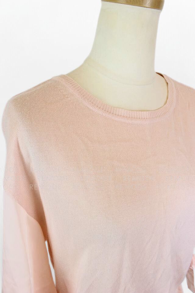 FOXEY｜シフォンリボンスリーブニットプルオーバー