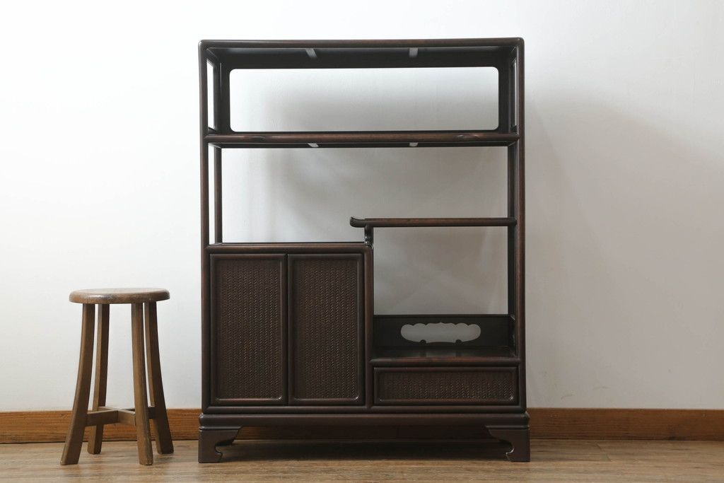 飾り棚 和製アンティーク 昭和初期 唐木 本紫檀 シタン材 漆塗り