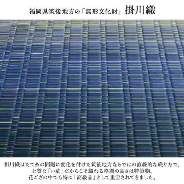 い草 花ござ ラグマット/絨毯 【海 ブルー 江戸間4.5畳 約261×261c