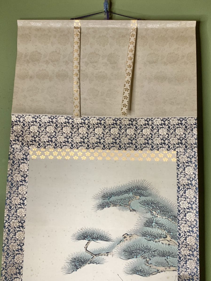 ♥掛軸　菅原 一水　掛け軸　骨董品 掛軸 (掛け軸) 天神 長江桂舟 尺八立 約横65cm×縦190cm g4405