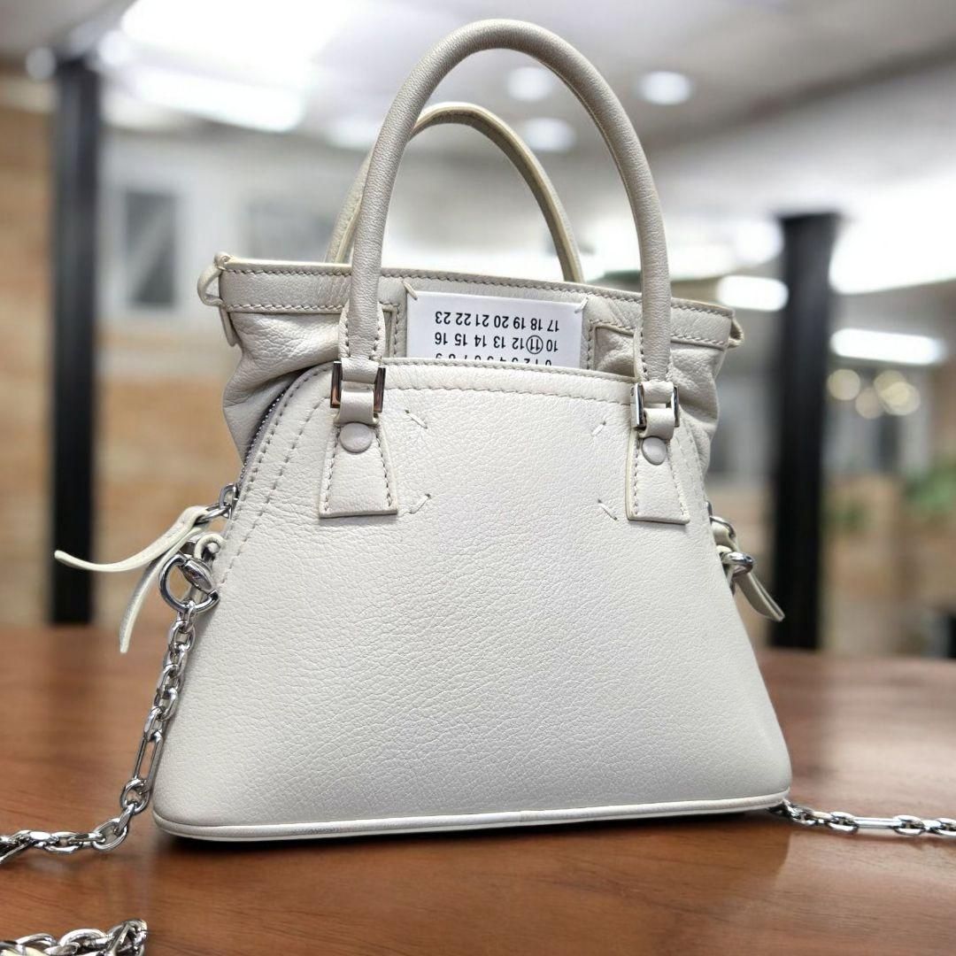 メゾンマルジェラ 5AC マイクロ オールレザー チェーンショルダーバッグ ホワイト 白