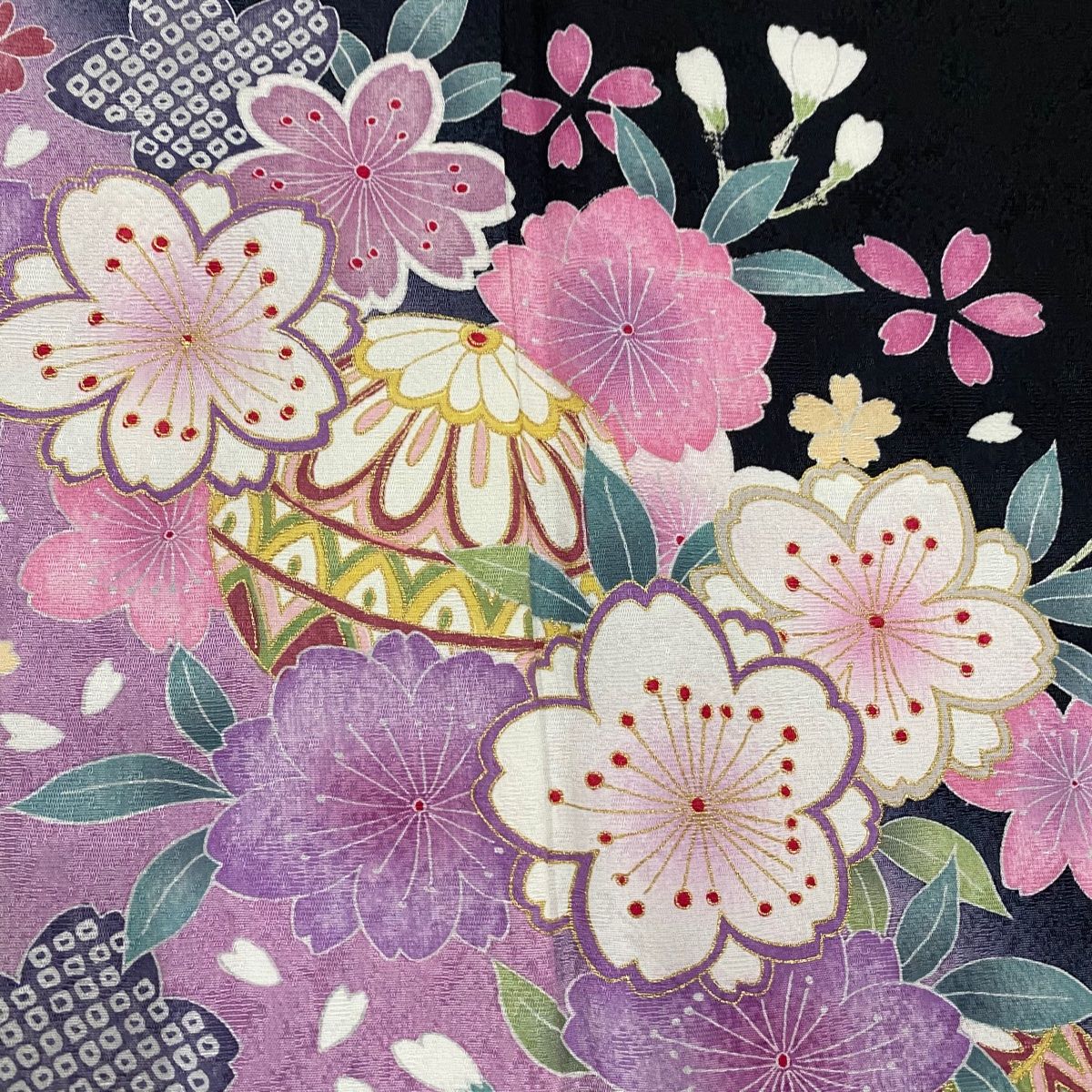 振袖　袋帯　4点セット　桜　蝶　金銀彩　身丈163cm 裄丈66cm M 正絹 振袖 袋帯 4点セット 桜 蝶 金銀彩 身丈163cm 裄丈66cm M 正絹