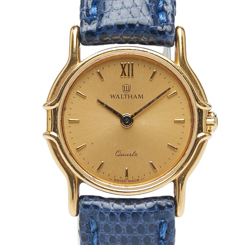 ウォルサム ベルト 社外品 32310.57 ブルー ゴールド レザー ステンレススチール レディース WALTHAM 1-0235462