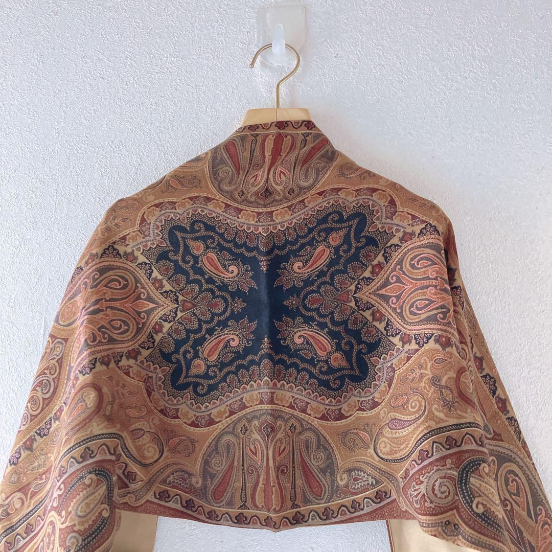 新品未使用★マンテロ シルクリバーシブルストール 茶系＆深緑 ペイズリー 男女◎ 美品 ETRO エトロ ペイズリー柄 リバーシブル ストール