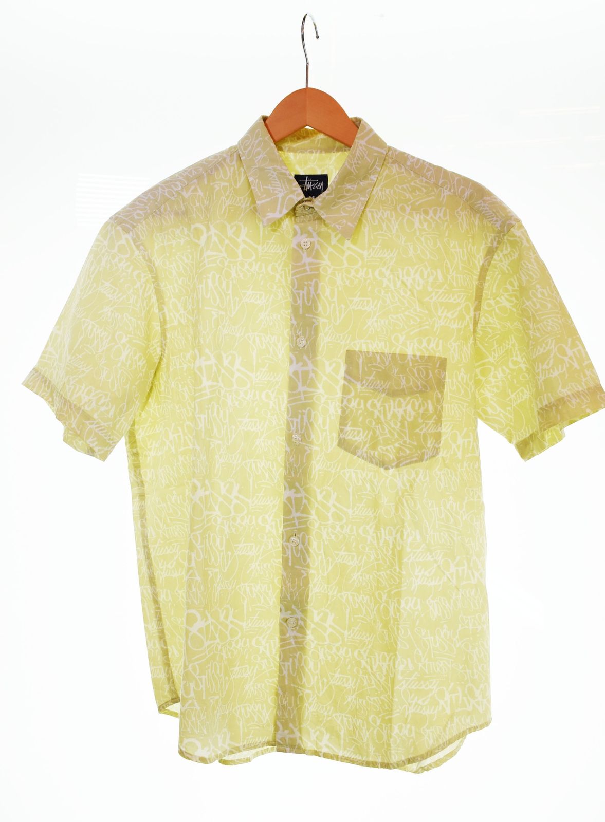 ステューシー STUSSY 紺タグ 90s OLD STUSSY 総柄 半袖シャツ 半袖シャツ ベージュ Mサイズ 103MT-2586