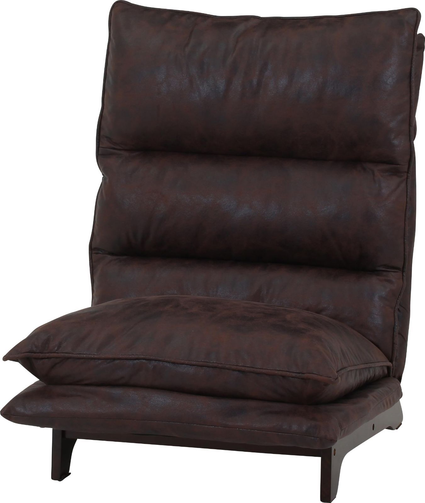 幅70×奥行80×高さ70cm 1人掛け ブラウン ハイバック ソファー リクライニング 座椅子 可動ヘッドレスト ダブルクッション Fujiboeki アンティークレザー調 フィット2 不二貿易 51020