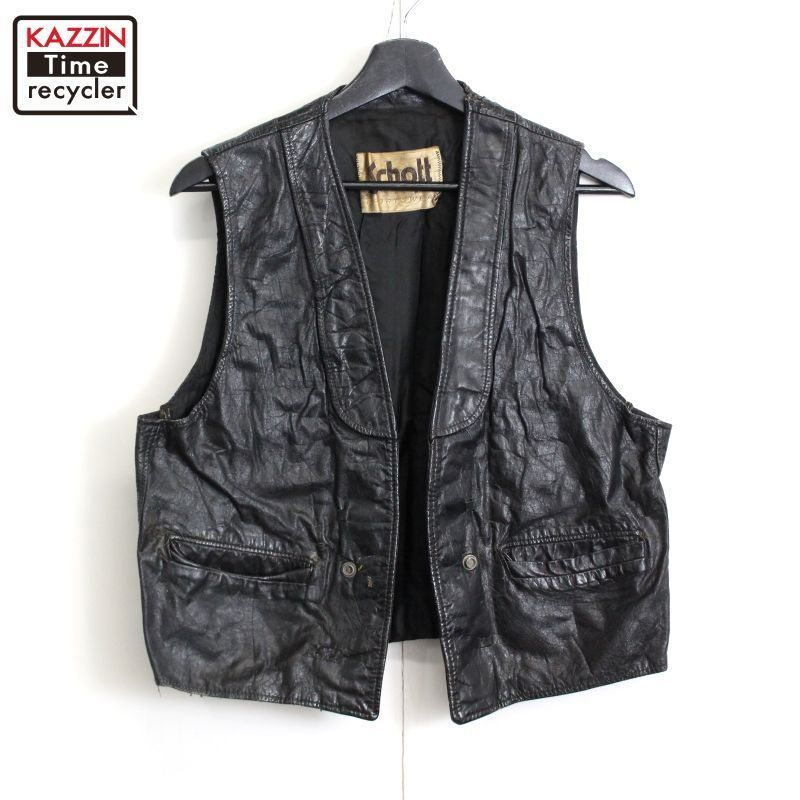 schott ベスト　ヴィンテージ 70s vintage schott レザー ベスト メンズ Mサイズ相当 - メルカリ