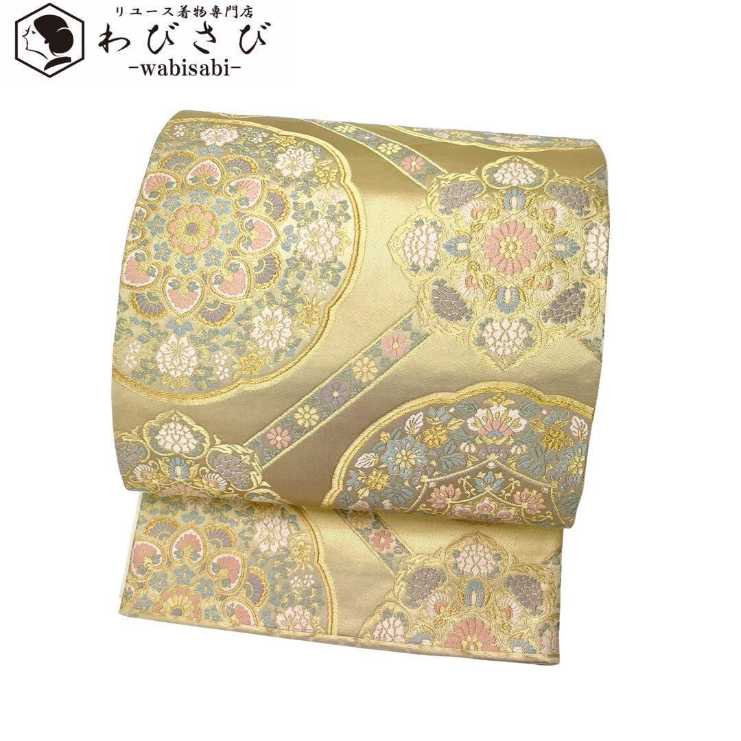 袋帯 純金箔 美しく煌びやかな華柄模様 金糸 長尺 O-3760 - メルカリ 