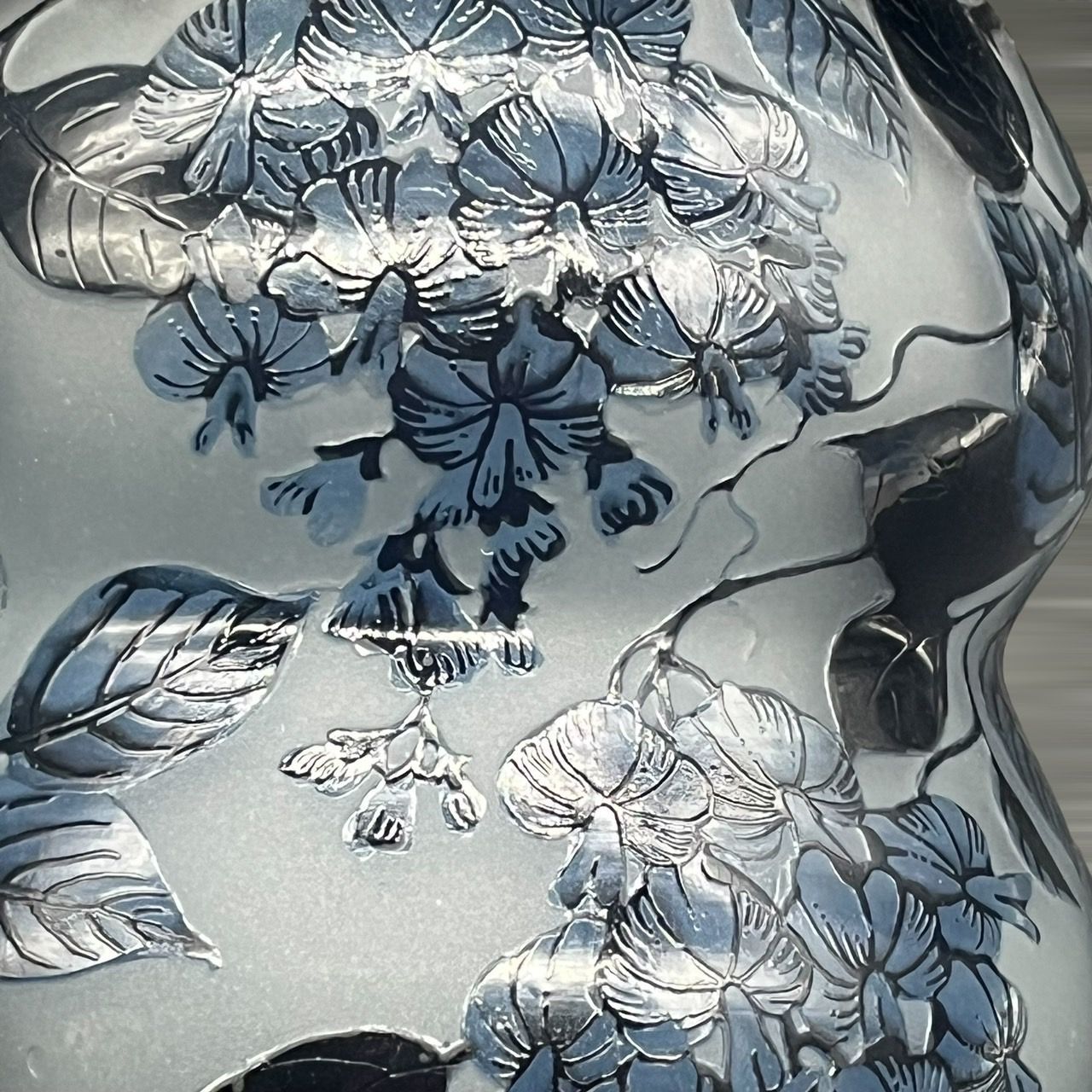 エミールガレ 大　林檎紋　花器　花瓶　カメオ彫り　被せガラス　高さ20ｃｍ