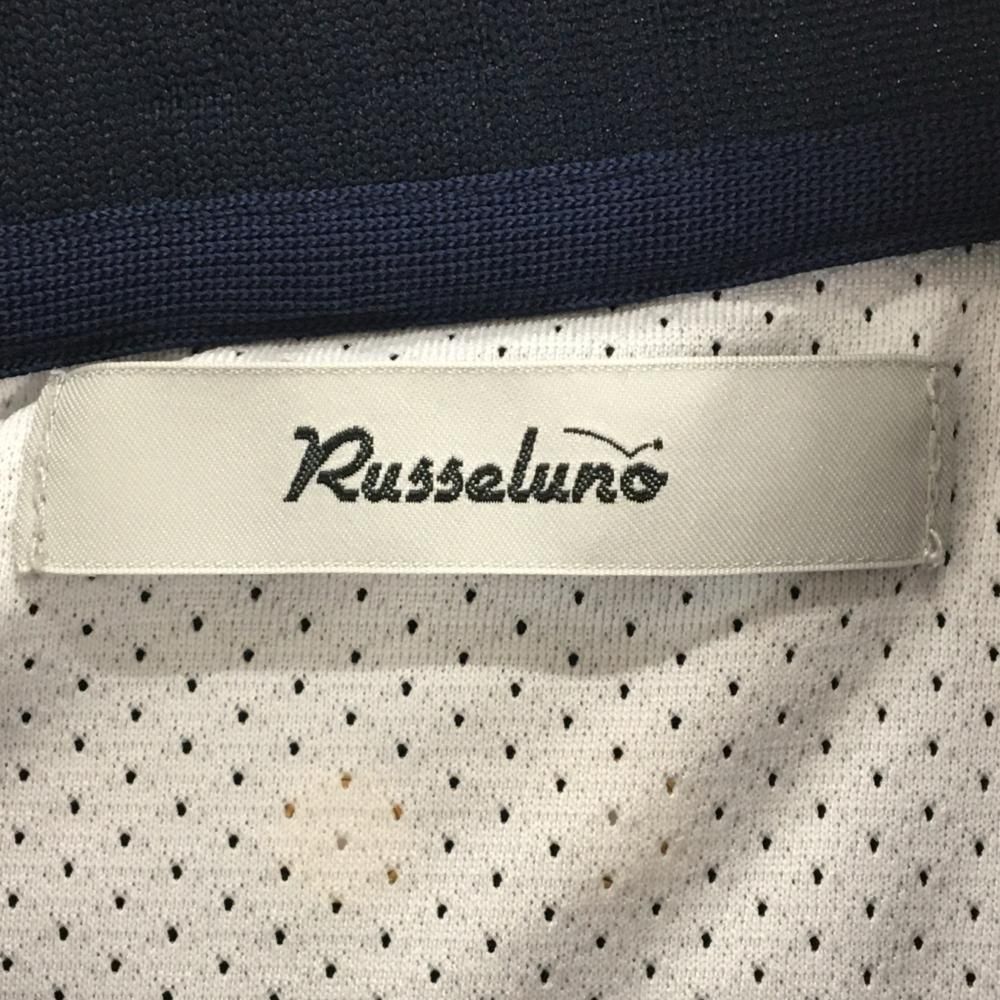 超美品】ラッセルノ 半袖ポロシャツ ネイビー×白 ルチャマスク 襟裏