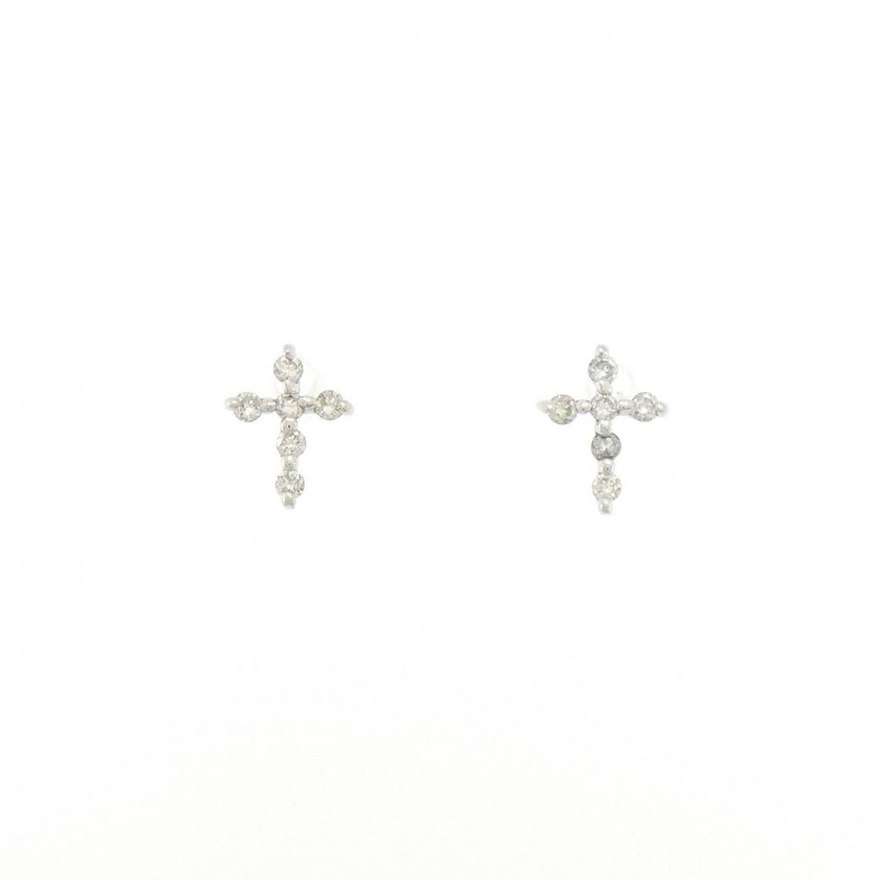 ダイヤモンド/0.12ct×2 フープ デザイン ピアス K18WG I1438