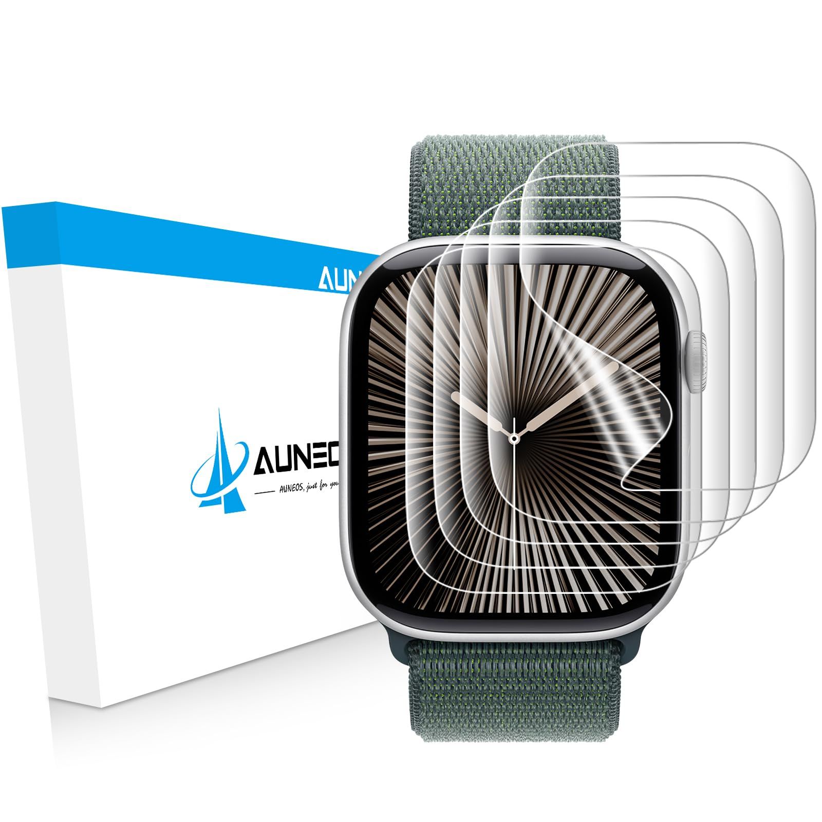 【在庫処分】AUNEOS Apple Watch 46mm フィルム Series 10 対応 アップルウォッチ 液晶保護 フィルム 46mm 適用 TPU製 キズ修復機能 隅浮き防止 ケースに干渉せず 高透過率 気泡なし 指紋防止 取扱簡単 5
