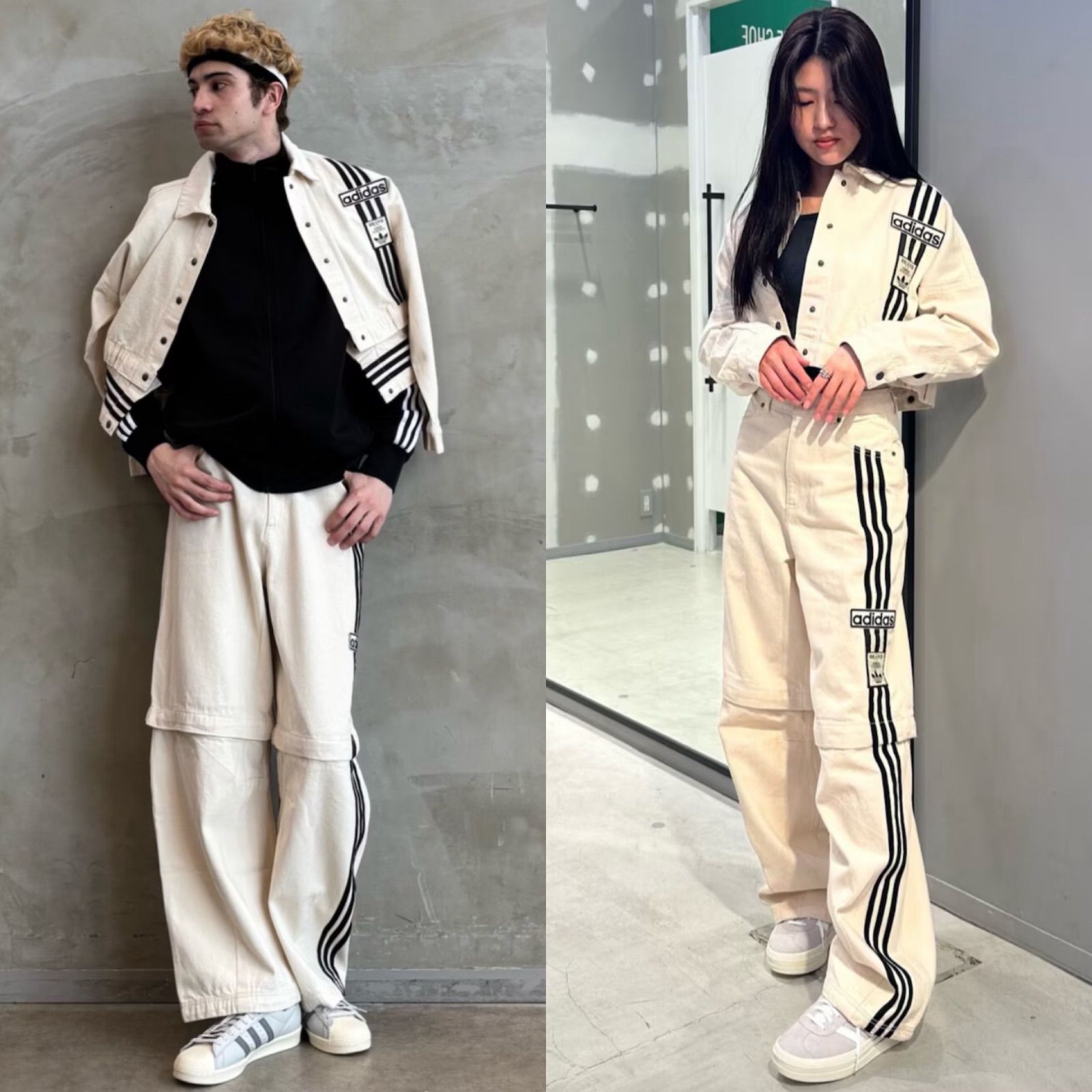 新品28⭐️adidas アディブレイク 2-IN-1 デニムパンツ オフホワイト 