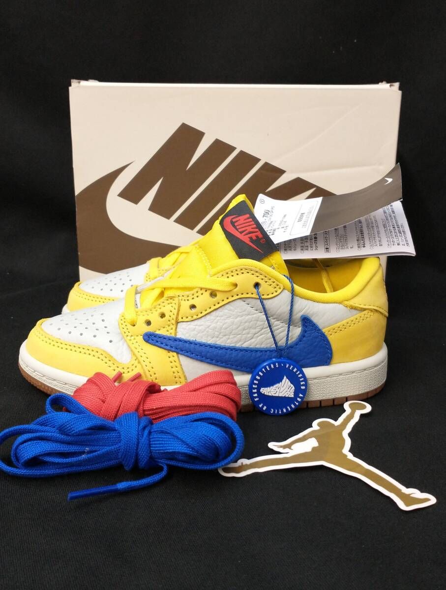 [タグ付・未使用] NIKE TRAVIS SCOTT JORDAN 1 LOW OG PS CANARY トラヴィス コラボ ジョーダン カナリア 17cm 黄 DZ5909-700