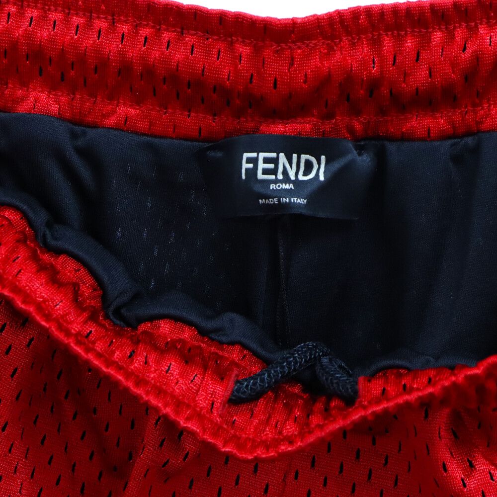 FENDI (フェンディ) サイドライン メッシュロングパンツ FAB558 レッド