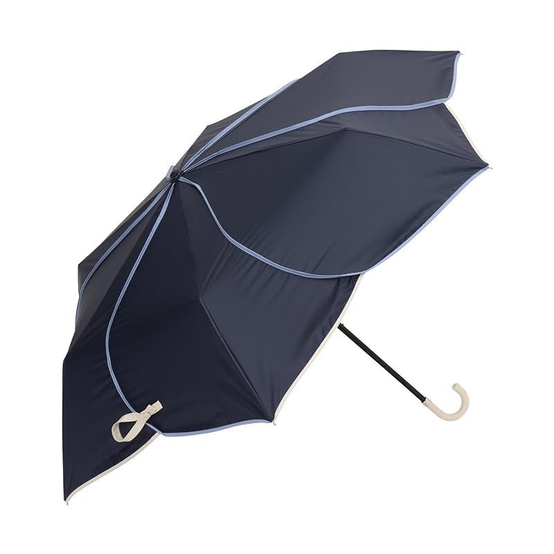 Francfranc フランフラン バイカラーパイピング 折りたたみ傘 47cm ネイビー (晴雨兼用) 0