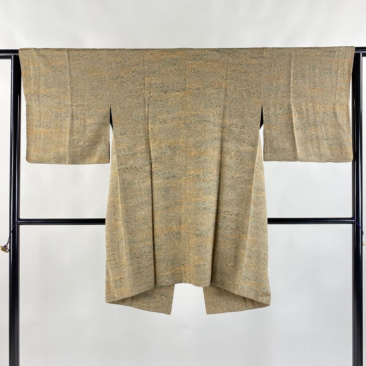 道中着 身丈93cm 裄丈63cm S 和装コート 陶彩染 鈴乃屋 幾何学模様 ベージュ 正絹 秀品