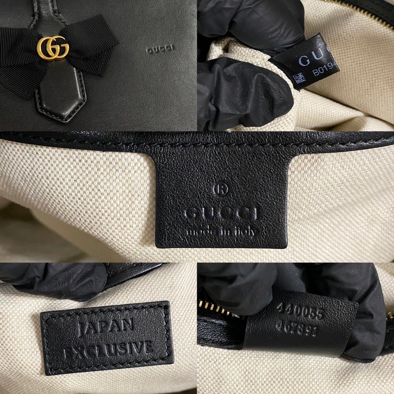 極 美品 日本限定 GUCCI グッチ GG ロゴ 金具 リボン カーフレザー 本