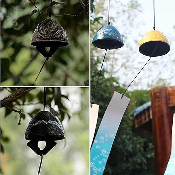 ふうりん・風鈴5個セット　●南部鉄器  釣鐘風アンティーク・ウィンドチャイム ふうりん・風鈴5個セット ○南部鉄器 釣鐘風アンティーク・ウィンド