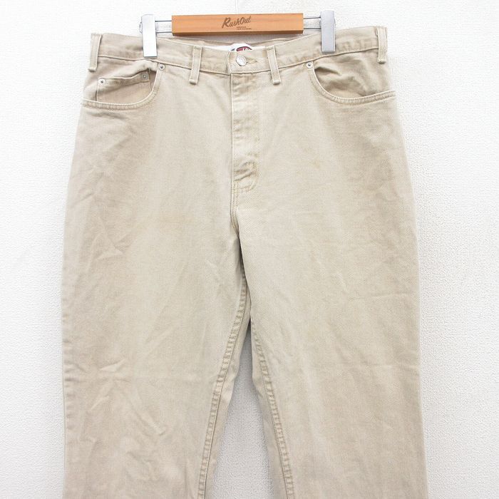 W36★古着 FADED GLORY ジーンズ メンズ 00年代 00s ヒゲ コットン 紺 ネイビー デニム 内側フランネル 24oct11 中古 ボトムス ジーパン Gパン ロング パンツ