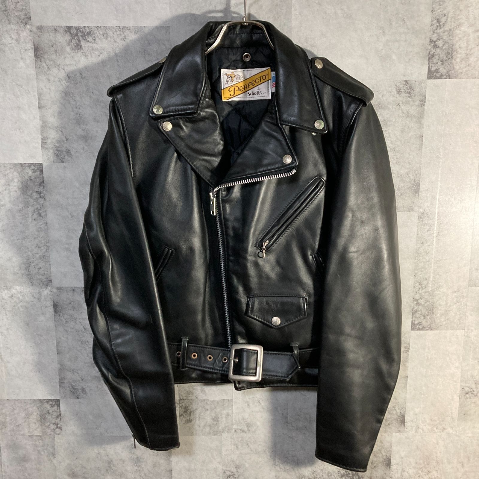 90s USA製 SCHOTT 618 ダブルライダース レザージャケット ブラック 36 