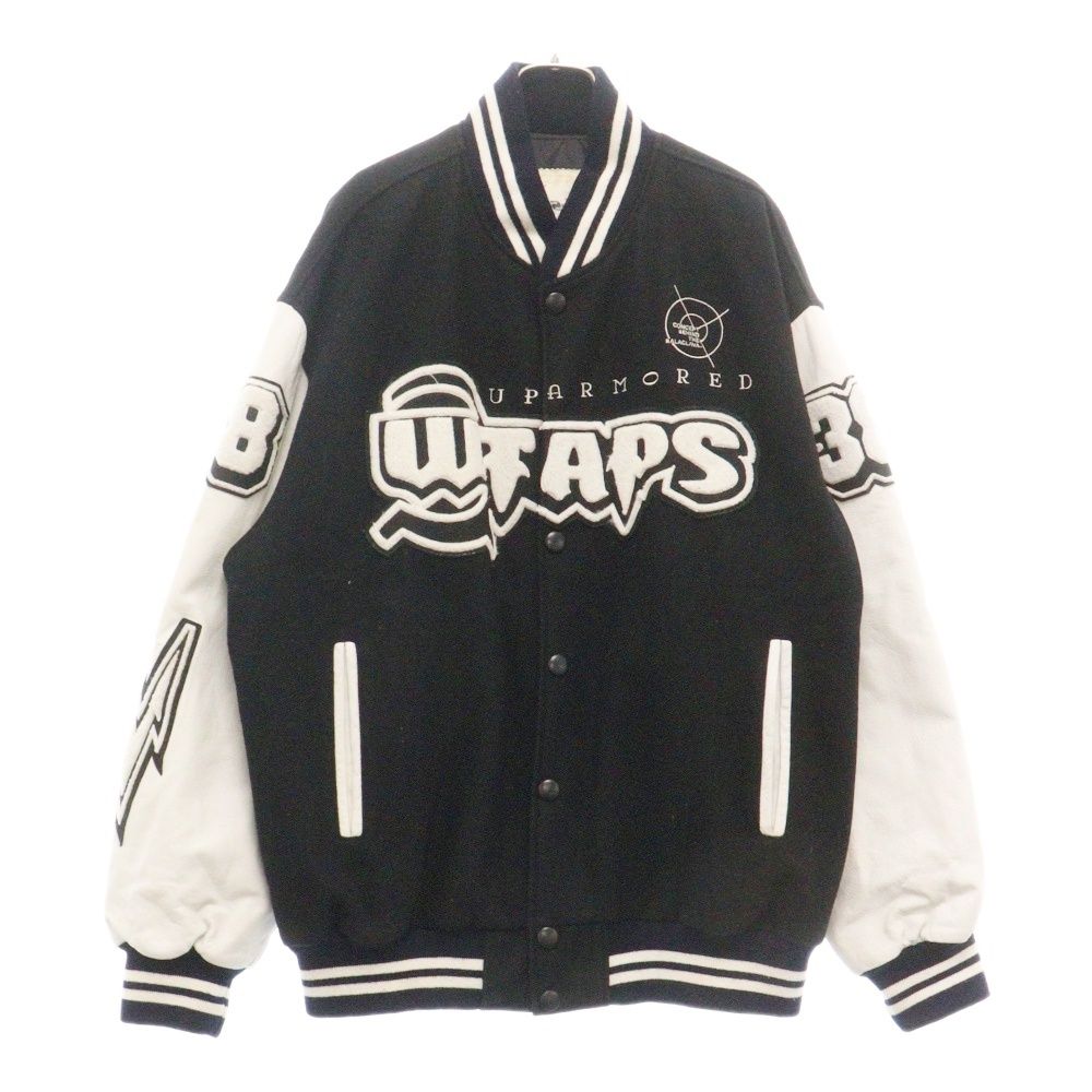 WTAPS (ダブルタップス) 初期×Golden Bear EMPIRE'S SERVICES ゴールデンベア ワッペンレザー切替スタジアムジャケット スタジャン ホワイト/ブラック