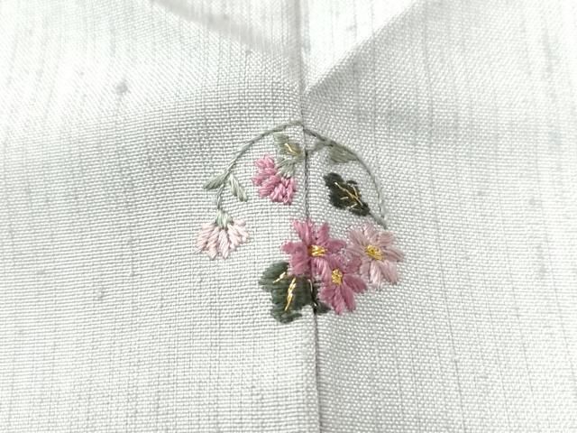 平和屋着物●訪問着　紬地　総刺繍　花蝶文　正絹　逸品　CAAW7427yc 平和屋着物○訪問着 紬地 総刺繍 花蝶文 正絹 逸品 CAAW7427yc