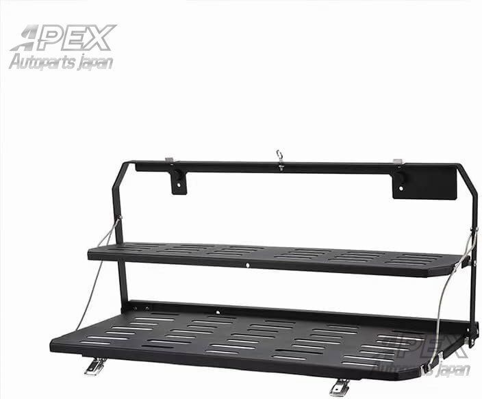 興味深い ジープ ラングラー JLテールゲート収納ラック 荷物ホルダー キャリア カスタム パーツ 折りたたみ式 二層式収納ラック パーツ